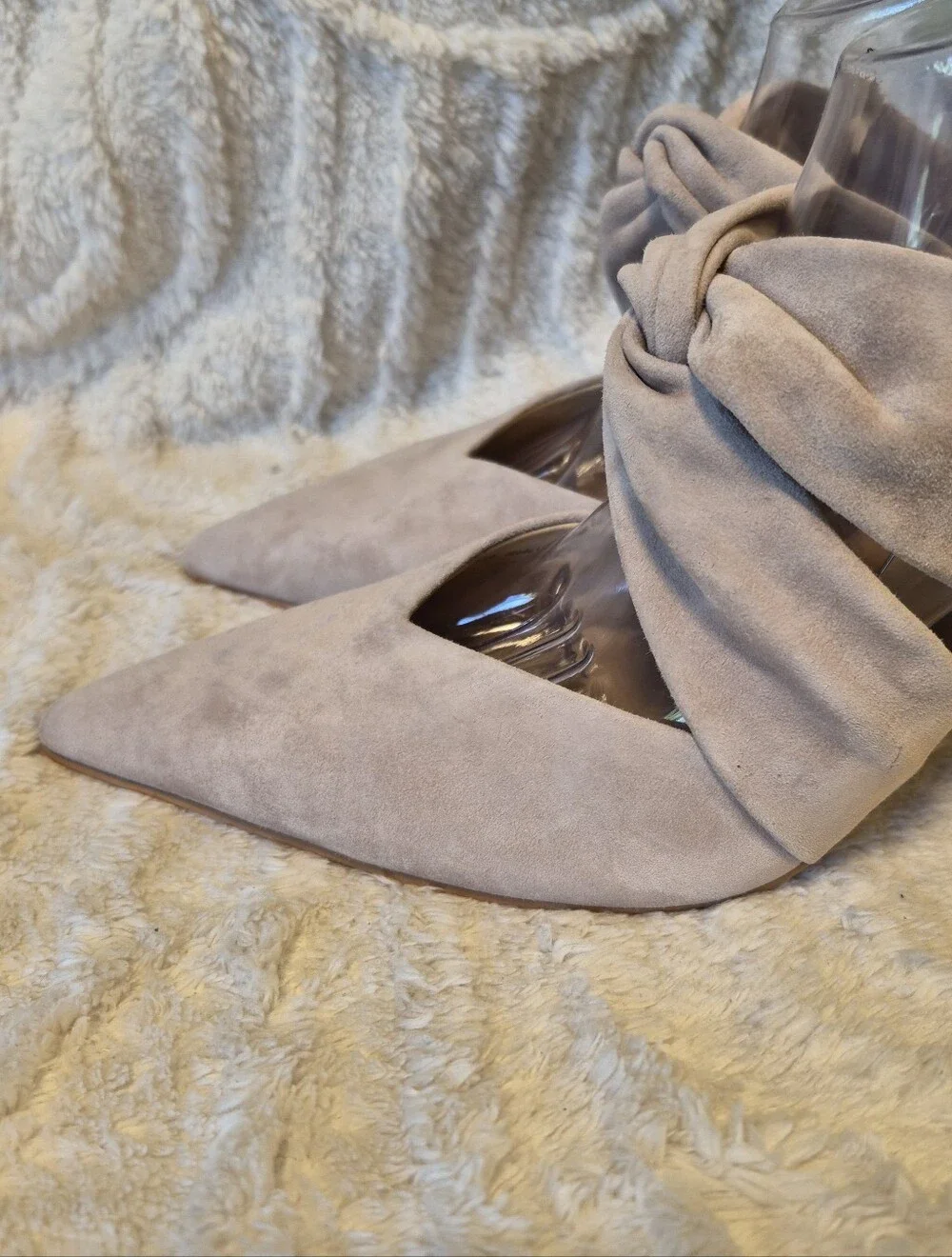 NEW Dolce Vita Kelsy Heels Suede Slip On Mules Beige Nude Pointed Toe Size 10